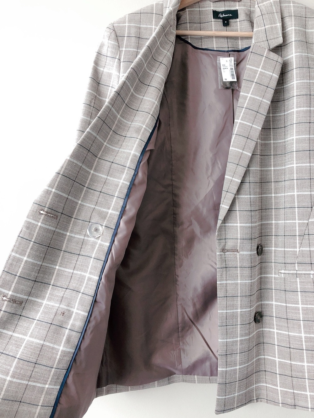 Reitman blazer size 10 women’s jacket plaid taupe - Picture 8 of 14